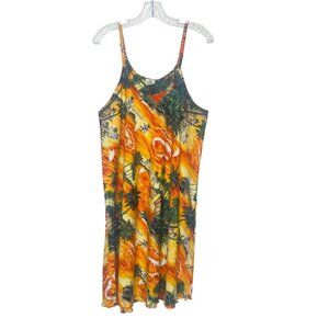 Rima Beachwear Tropical Sundress Womens XL Orange Vacation Beach